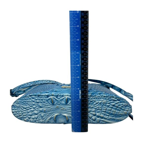 Brahmin Melbourne Katie Blue Croc Embossed Leather Shoulder Bag Adjustable Strap - Picture 16 of 16